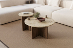 Kohvilaudade komplekt Private Travertine Walnut, liiva-/p&auml;hklipruun