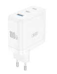 Xo Ce35 v&otilde;rgulaadija, 100w, 2x Usb-c, 1x Usb, valge