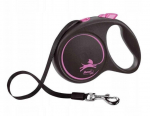 Flexi automaatne rihm New Comfort Cord L, must/roosa, 5 m