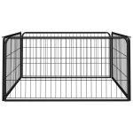 vidaXL koera m&auml;nguaedik 4 paneeli must 100x50 cm pulberv&auml;rvitud teras