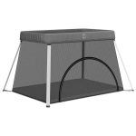 vidaXL beebi m&auml;nguaedik madratsiga, tumehall, linane kangas