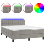 vidaXL kontinentaalvoodi madrats ja LED, helehall, 140x190 cm, samet