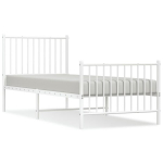 vidaXL metallist voodiraam peatsi ja jalutsiga, valge, 80 x 200 cm