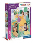 Puzzle 104 elementi super v&auml;rvi Disney printsessid