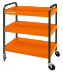 Kolme riiuliga ratastel k&auml;ru, oranž