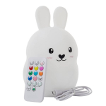 Laste &ouml;&ouml;lamp Rabbit LED USB + pult, silikoonist