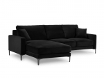 Vasakpoolne nurgadiivan velvet sofa Venus, 4 istekohta, must