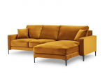 Parempoolne nurgadiivan velvet sofa Venus, 4 istekohta, kollane (sinep)