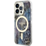 Guess &uuml;mbris iPhone 14 Pro Max 6.7 GUHMP14XHLEOPWB sinine k&otilde;va&uuml;mbris Leopard MagSafe jaoks
