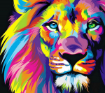 Maalid numbrite j&auml;rgi TM V&auml;rvikas "Rainbow Lion" 40x50 cm