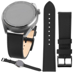 Nutikella rihm fikseeritud nahk laius: 22 mm nahk must