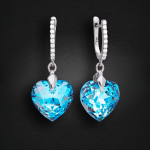 Naiste h&otilde;bedased k&otilde;rvar&otilde;ngad DiamondSky "Romantic Heart III (Aquamarine Shimmer)" Swarovski kristallidega