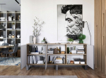 Kummut Meble Lindner Wotan Tamm Grafiidi Matt 168 cm Kolme Metallraamiga, 168 x 72 x 35