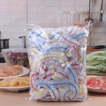 100tk V&auml;rviline Plastikust Toidukile Kaussikate Elastne &Uuml;hekordne Kasutus, 100 vnt mi&scaron;rios spalvos