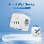 7-in-1 Mitme Pistikuga Adapter USB-ga, 4 USB-d (1 USB C) ja 3 Pesa, Must ja Valge V&auml;rv, Juoda