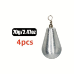 4/10tk Vastupidav Tilgakujuline P&ouml;&ouml;rlev Sinker, Pliivaba Tsingikaal Kivip&uuml;&uuml;giks, 70g/2.47oz-4vnt