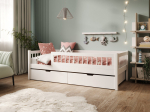 Lastevoodi Flora 90x200 hoiuruumiga &ndash; valge MDF