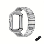2-in-1 Silikoon Juhul + Roostevaba Teras Rihm Apple Watchile, Sidabrinis
