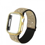 2komplekti S&auml;delev iWatch Kaitsva &uuml;mbris ja rihmad, Bling auksinis dėklas su juostele