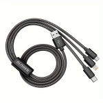 3-&uuml;hes Kiirlaadimise USB Kaabel iPhone Samsung Type-C jaoks, Juoda