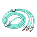 3-&uuml;hes kiirlaadimiskaabel: USB, Type-C ja Micro USB telefonidele - 120cm, Žalias