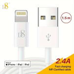 D8 MFi Sertifitseeritud Kiire Laadimine USB A Lightning Kaabel., Baltas