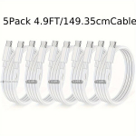 5pakki USB-C Kiirolaadimiskaabel 60W Samsungi jaoks, 5 vnt cc 149,35 cm kabelis