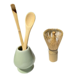 4tk Matcha Tseremoonia Komplekt - Bambusvispel, Kauss ja Traditsiooniline Lusikas, Stovo komplektas