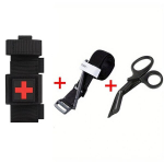 1tk 3-&uuml;hes Taktikaline EMT Komplekt, Molle Žgutt Hoidik Ristiga., Juoda