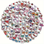 100-osaline Sanrio Kawaii Kleebiste Kollektsioon: Armas Kuromi, Cinnamoroll, Melody & Hello Kitty.