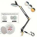 LED Luupvalgusti 8X suurendusega, reguleeritav klamber & kokkupandav vars, USB-toide, silmas&otilde;bralik valgus k&auml;sit&ouml;&ouml;ks ja lugemiseks., B-011 Black Golden-200mm LED didinamojo stiklo stalo &scaron;viesos &scaron;altinis