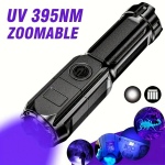 UV395NM Must Taskulamp, Zoomitav Laetav UV Latern, UV395nm-800mAh