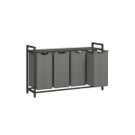 Pesukorv, pesukoguja, 3 eemaldatavat taskut, metallraam, 116x33x72 cm, must-hall.