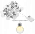 Valguskett Retro, 20 LED, Soe valge