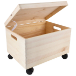 Suur naturaalne puust kast ratastega, kergesti transporditav kast | 40x30x24cm Creative Deco