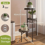 Kolmekorruseline Metallist Taimede Alus, Kokkupandav ja Roostekindel., Juoda