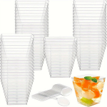 Mitmeotstarbeline Ruut Plastikust Magustoidu Tassid (1/50/100tk) - Taaskasutatav &Uuml;hekordsed Tassid Tiramisu, Tarretis, Vaht, Parfaitide jaoks., 50 vnt