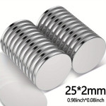 U-POLEMAG 20tk Neod&uuml;&uuml;mi Kettamagnetid, 25x2mm - Tugevad &Uuml;mmargused Magnetid T&ouml;&ouml;riistaruumile ja K&ouml;&ouml;gile.