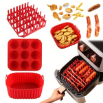 1 komplekt, Premium Ruudukujuline Silikoon Komplekt - Peekoni & Hot Dog Rest, 9-Osaline Koogivorm, Kuuma&otilde;hufrit&uuml;&uuml;ri Pann - BPA-Vaba, N&otilde;udepesumasinas Pestav - &Uuml;hilduv 7QT+ Kuuma&otilde;hufrit&uuml;&uuml;ridega, Raudonas kostiumas