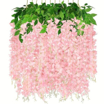 12 Pakki Kunstlikud Wisteria Lillede Vanikud, Aia Stiilis Pol&uuml;ester Rippuvad Lilled., &Scaron;viesiai rožinė