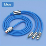 1tk/2tk 3-in-1 Kiire USB Kaabel - Vastupidav Kiirlaadija iPhone & Android, V&auml;rvilised T&uuml;&uuml;p C & Mikro Pesad, Universaalne &Uuml;hilduvus., Mėlyna B