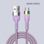 Uus Iphone 15 Seeria Kiire USB Laadimiskaabel C-t&uuml;&uuml;pi LED Punutud Kaabel., Violetinė