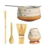 6tk Matcha Tee Komplekt, Keraamiline Kauss Viskistandiga, Krosnyje pakeisti Distant Mountains 6vnt