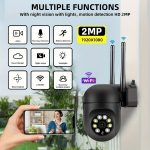 2MP 1080P Juhtmevaba Wifi Kaamera, Automaatne J&auml;lgimine, H&auml;ire Ja V&auml;rviline &Ouml;&ouml;visioon., Juoda