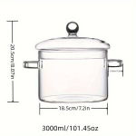 Klaasist Kastmepott Mittekleepuv Pinnaga, 3000ml Kaasiga Keedupott., 3000 ml