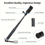 Selfie pulk (Selfie stick) Pikendatav selfiepulk action-kaamerale, veekindel k&auml;epide.