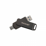 USB pulk Patriot Rage R550 128GB Dual USB A-Type-C M&auml;lupulk, Alumiinium, 100 MB/s, Must, USB 3.0, Linux, 36 kuu garantii