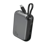 Akupank 4smarts Powerbank Pocket 10000mAh 30W z wbudowanym kablem USB-C 15cm space grey 540699