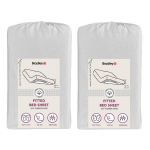 Bradley kummiga voodilina, 140 x 200 x 25 cm, tekstiilist kotis, helehall, 2 t&uuml;kki