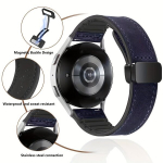 Nutikell 22mm/20mm Ehtne Nahast Kellarihm Sobib Samsungi Vaatajaoks, Tamsiai mėlyna
